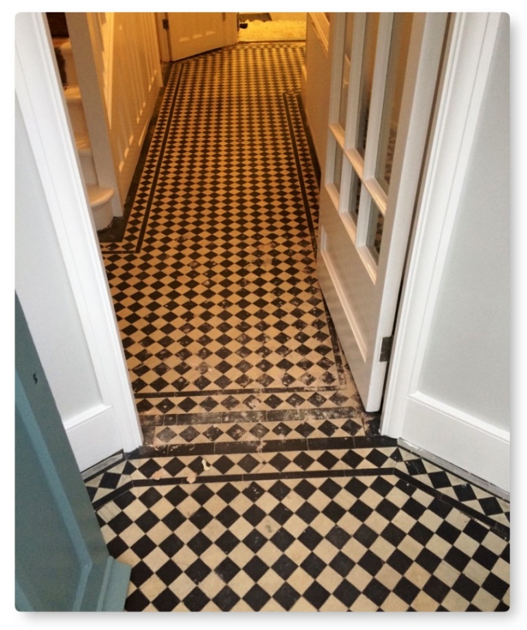 Edwardian Hallway Floor Before Tile Cleaning Islington