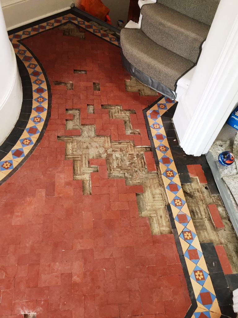 Edwardian Hallway Floor Before Restoration Crouch End