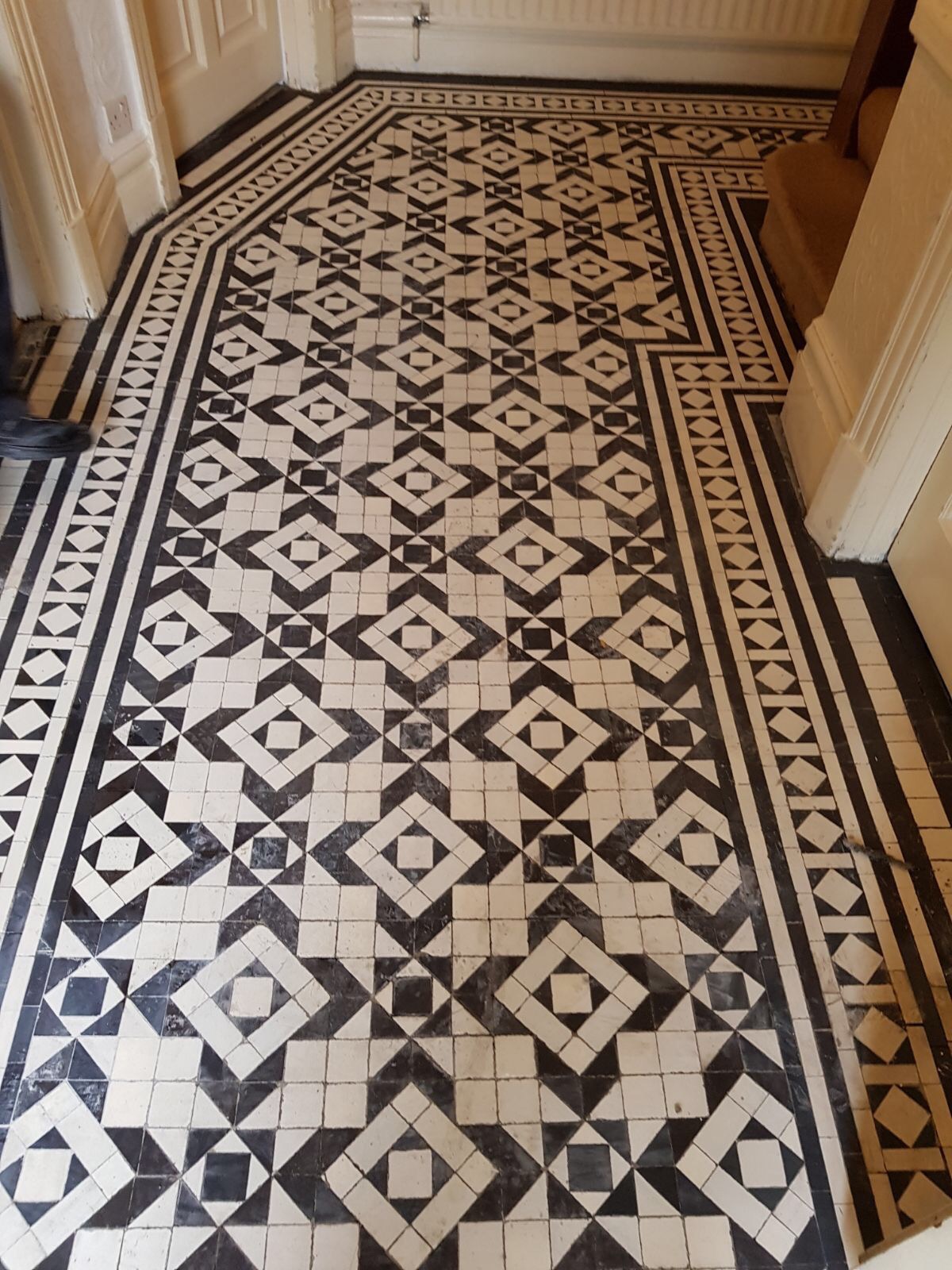 Restoring a Victorian Tiled Hallway Hidden under Carpet - Cleaning and  Maintenance Advice for Victorian Tiled Floors