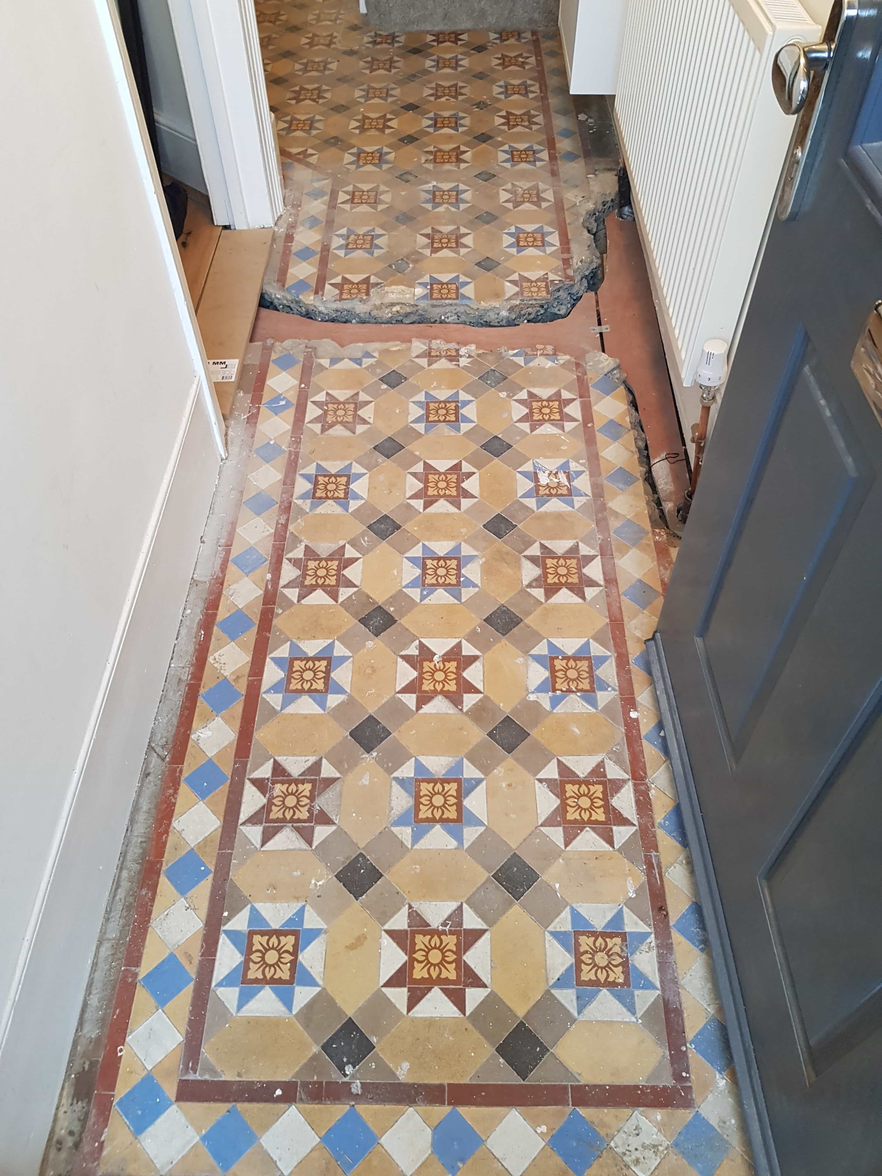 Victorian Tiled Hallway Before Cleaning Palmers Green