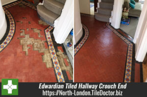 Edwardian Tiled Hallway Floor Restored in Crouch End, London