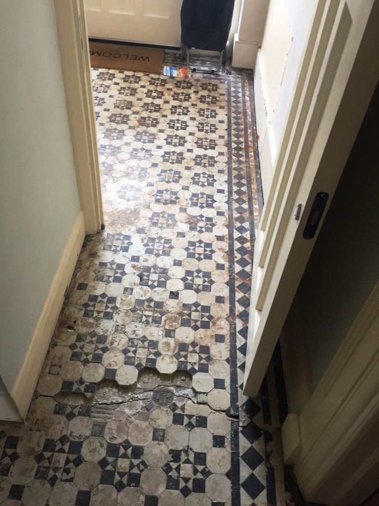 Victorian Tiled Hallway Before Cleaning Palmers Green