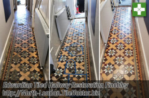 Edwardian Tiled Hallway Before After Deep Restoration Finchley