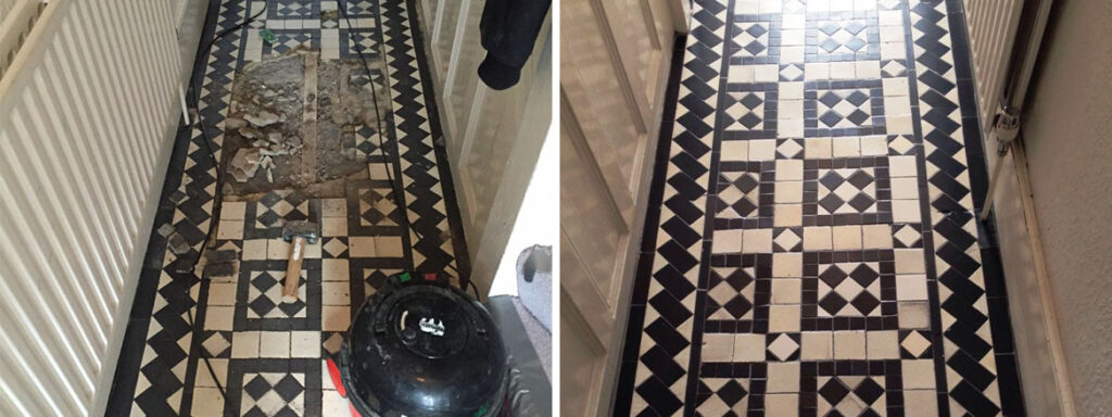 Victorian Tiles Before and After Stoke Newington