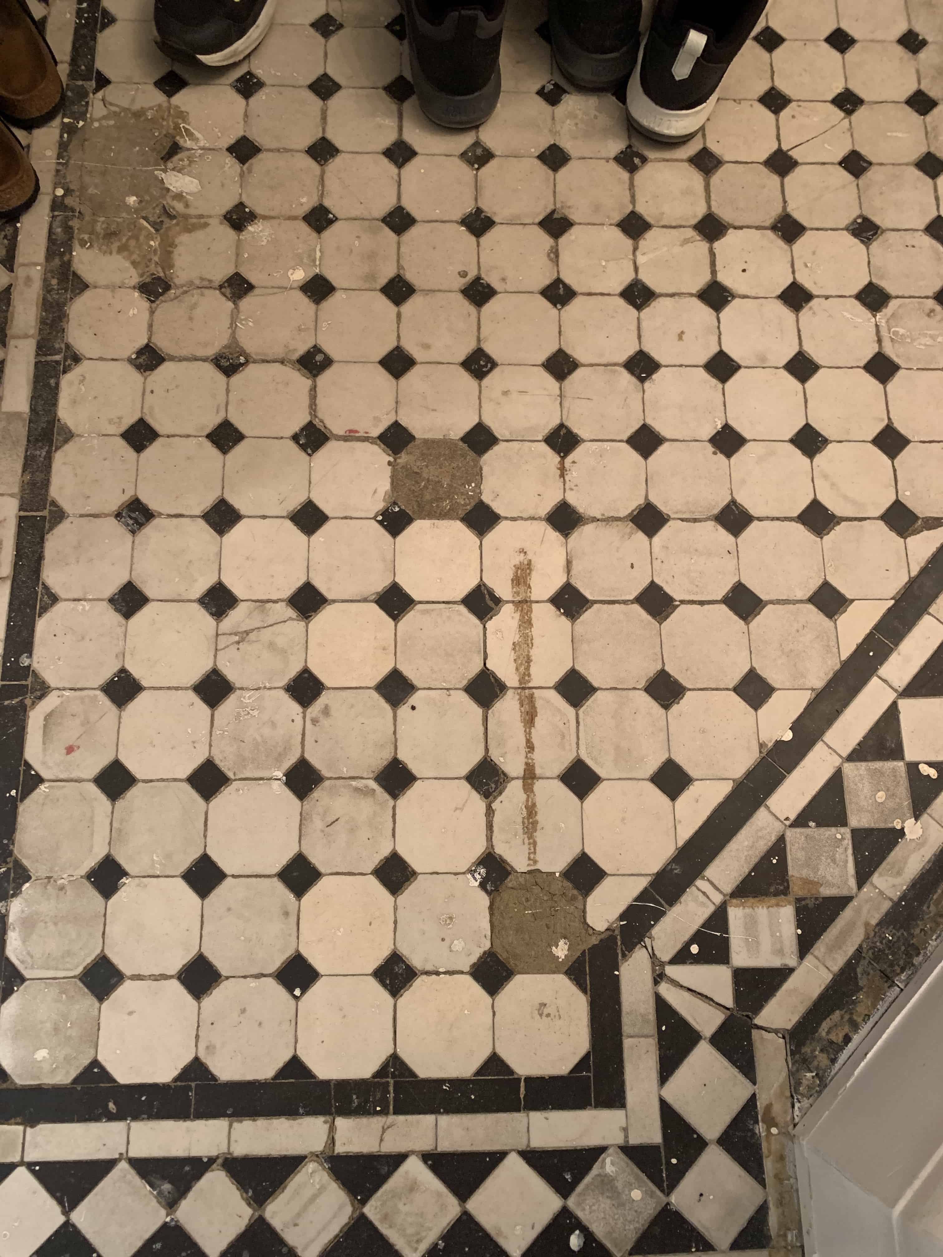 Edwardian Tiled Hallway Floor Before Renovation Finchley