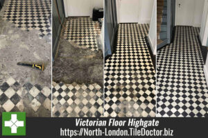 Victorian Tiled Hallway Floor Before and After Restoration Highgate