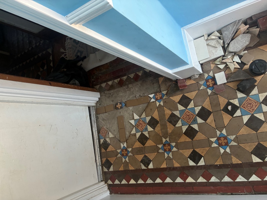 Victorian Tiled Floor During Restoration Crouch End N8 Victorian Tiled Floor During Restoration Crouch End N8